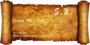 Sass Máté névjegykártya